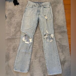 Urban Outfitters Light Wash Ripped Straight Jeans